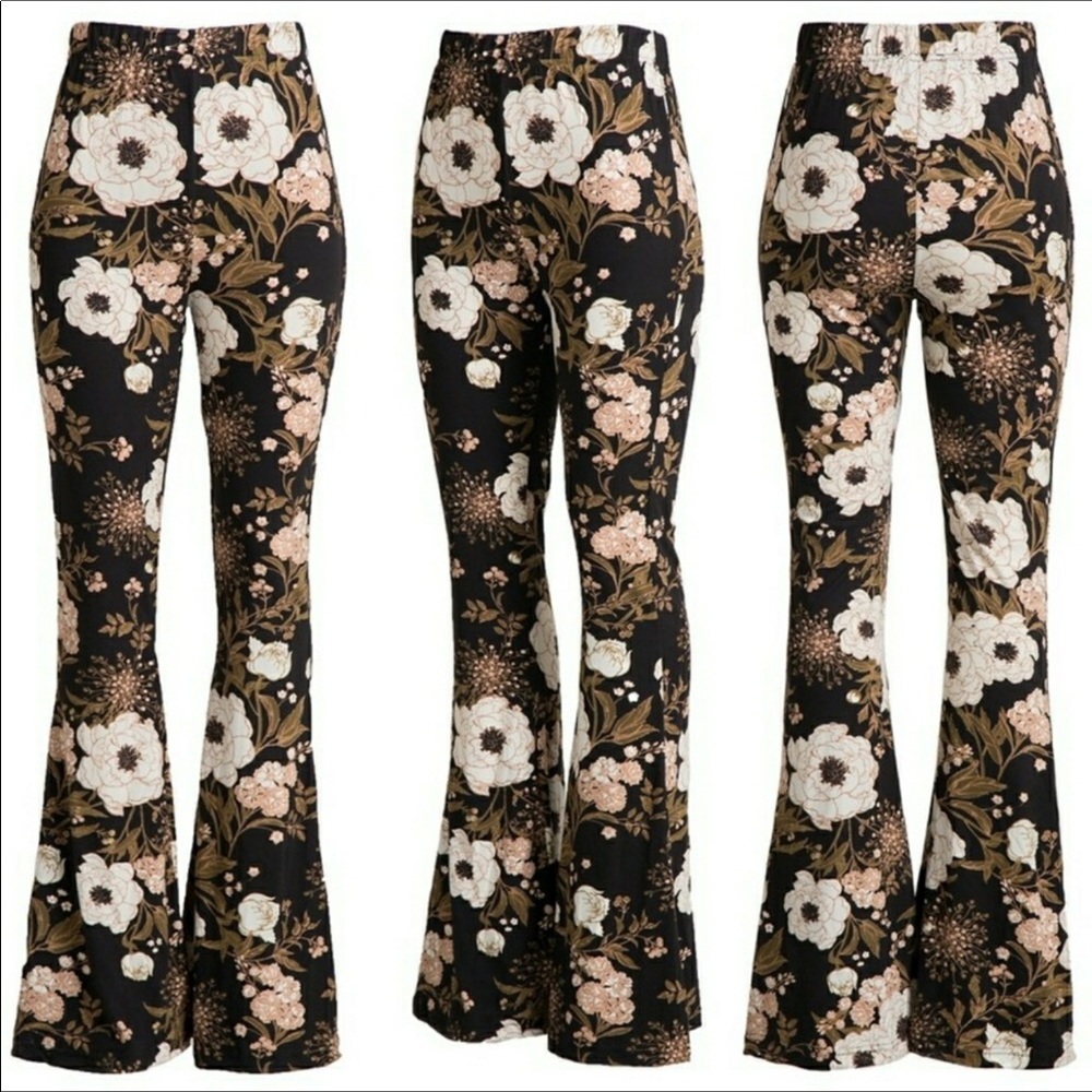 China floral print bell bottoms